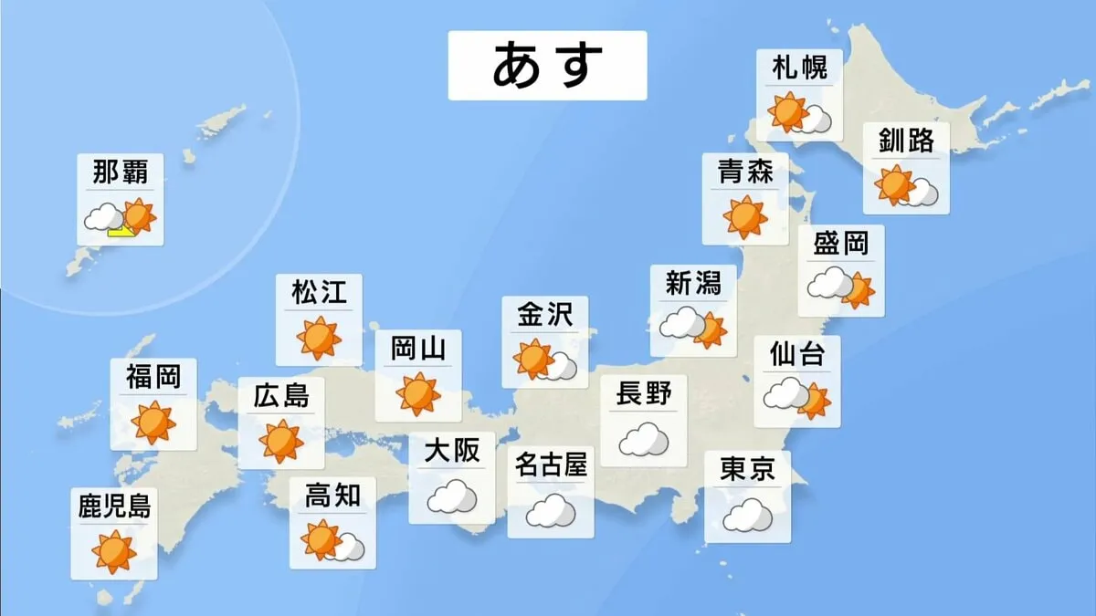 あす（27日）は関東甲信・東海・近畿で雲が広がりやすい　ところによって雨　関東は気温低下　東京20℃と4月中旬並みに