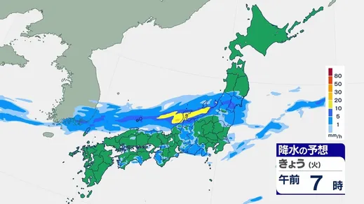 きょうの天気　午前中は北陸中心に大雨のおそれ　西～東日本は雷雨に注意　関東から西は蒸し暑く　あすは北日本と北陸中心に荒天