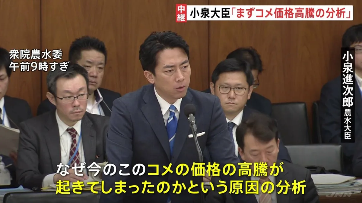 小泉農水大臣「まずやらなければいけないことはコメ価格高騰の原因分析」関係閣僚会議きょう夕方開催