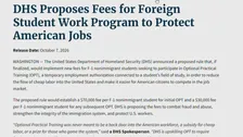 トランプ政権、留学生の一時就労制度めぐり学校側に1100万円の申請手数料を課す案を公表