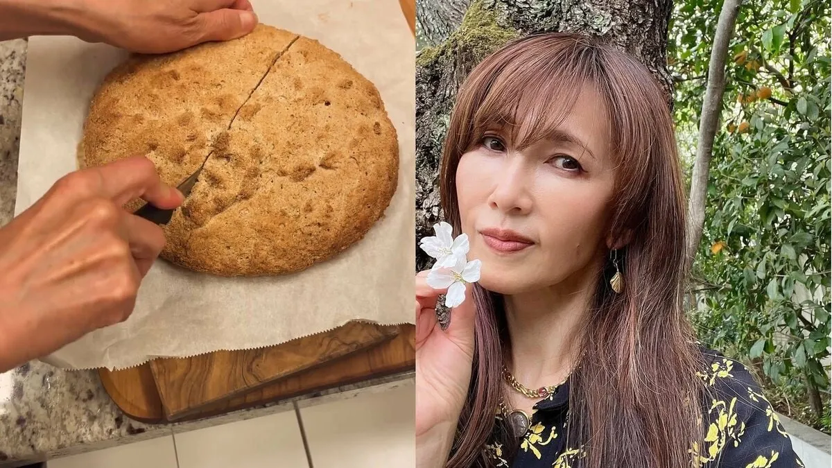 【工藤静香】「あちっ！」焼きたて手作りパンにワクワク　「今回は林檎とトマト」手作り酵母も活用　「焼きたてを半分食べてしまった！笑」