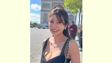 【 阿部なつき 】デコルテ全開　パリ・凱旋門前でスマイル〝今月からヨーロッパ〟5月の思い出を投稿