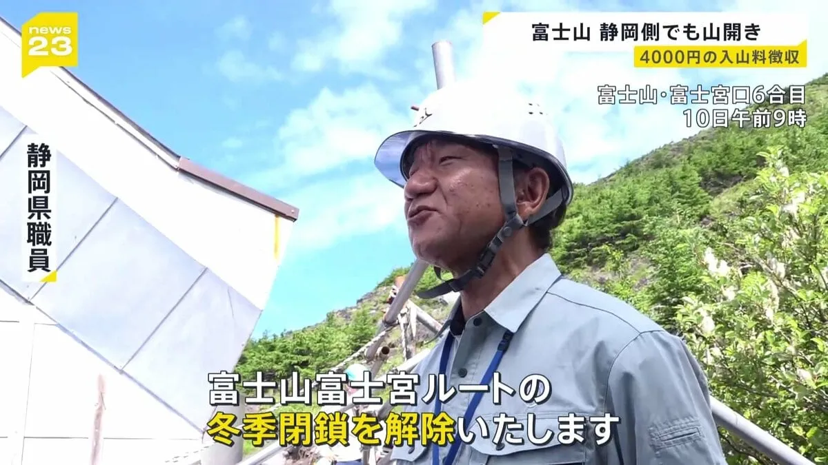 富士山 静岡側も山開き　新たな登山規制　登山者に事前登録義務付け　入山料1人4000円徴収