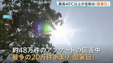 「最高気温40℃以上」を示す新名称は「酷暑日」に決定　新名称のアンケートでは約4割が「酷暑日」と回答　気象庁