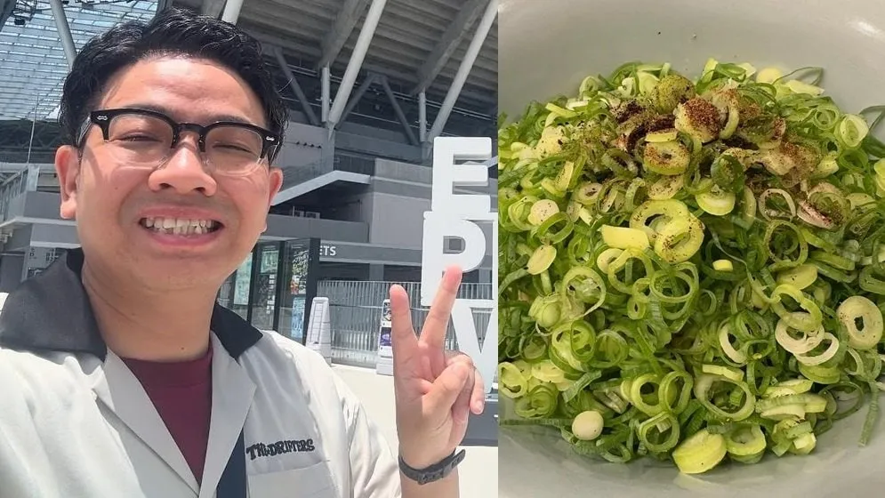 【 ミキ昂生 】ネギ盛り「#汁なし担々麺！」　ツアー地「#広島で食べるからまたさらに美味いねん！」　ライスを絡めて完食「後悔はなし！」