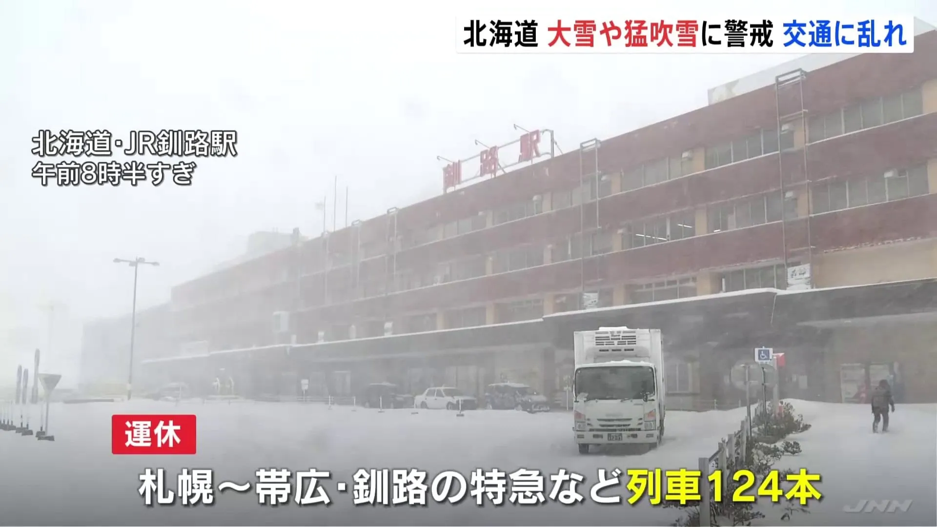 急速な低気圧発達で北海道は大荒れ　大雪と猛吹雪で交通網が混乱　道内全体で計248校が臨時休校