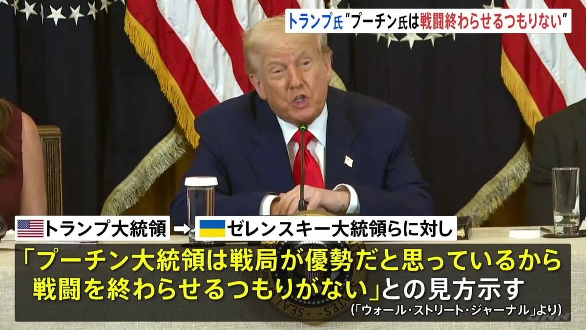 トランプ氏「プーチンは戦闘終わらせるつもりない」と欧州首脳に伝達　ロシアへの制裁強化も後ろ向き姿勢