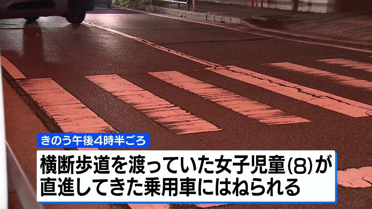 小学校の前の横断歩道で女子児童がはねられ重体　広島・府中町