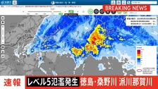 【速報】「レベル5氾濫発生情報」が桑野川・派川那賀川に発表　徳島県阿南市では浸水のおそれ