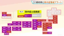 全国的に「猛暑日」続出　大分・日田市で40℃に迫る見込み　関東から沖縄の31都府県に熱中症警戒アラート　台風18号あす（25日）沖縄本島に接近の見通し