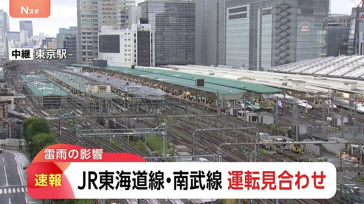 【速報】JR東海道線と南武線が運転見合わせ　雷雨の影響