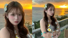 【 辻希美・長女 】希空　ハワイ滞在の最新ショット公開「夕日が綺麗すぎて」　プルメリア飾った夕景ショットやハワイのスタバ＆スイーツ満喫