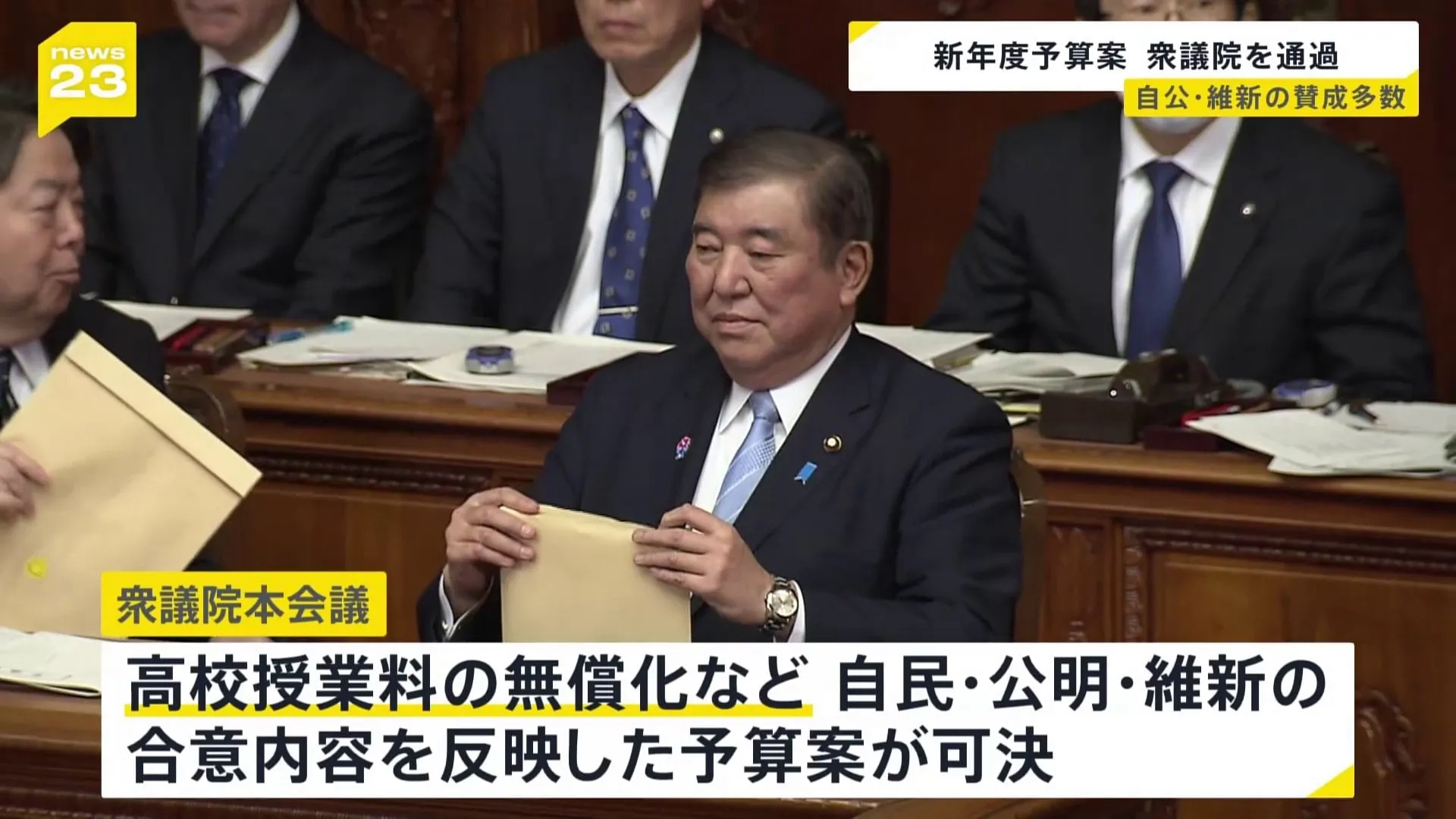 新年度予算案　与党と日本維新の会の賛成多数で衆議院を通過　野党の協力得なければ法律通せない綱渡りの国会運営