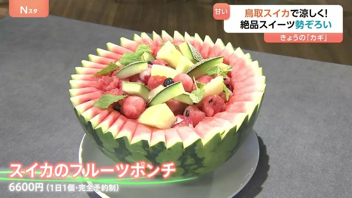 暑い夏にぴったり“スイカスイーツ”「蜂蜜のように甘い」特大フルーツポンチに贅沢パフェ！東京・新橋の鳥取アンテナショップで“スイカざんまい”フェア開催中