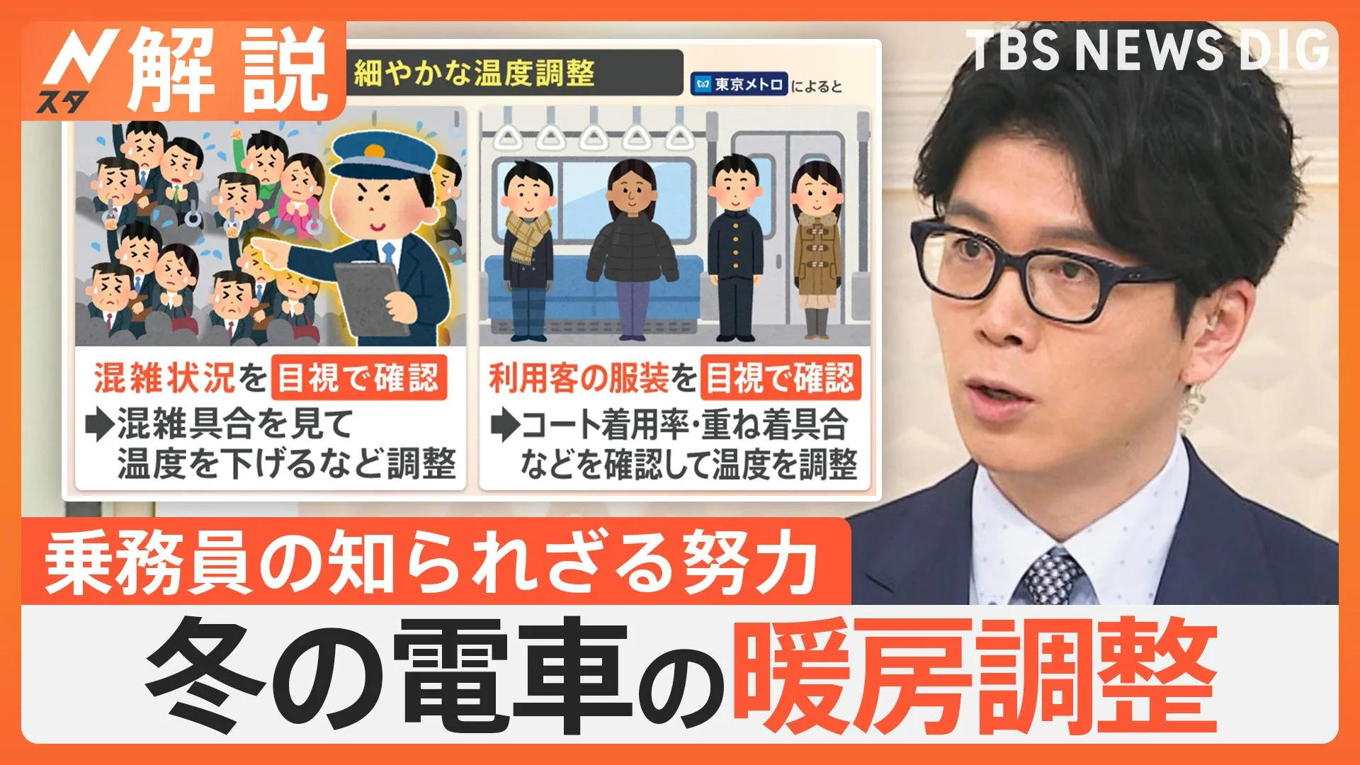 冬の電車の中は暑すぎる？ 通勤電車が26℃！ 対策は？ 暖房使わない電車があった！“深すぎる”で有名な…【Nスタ解説】