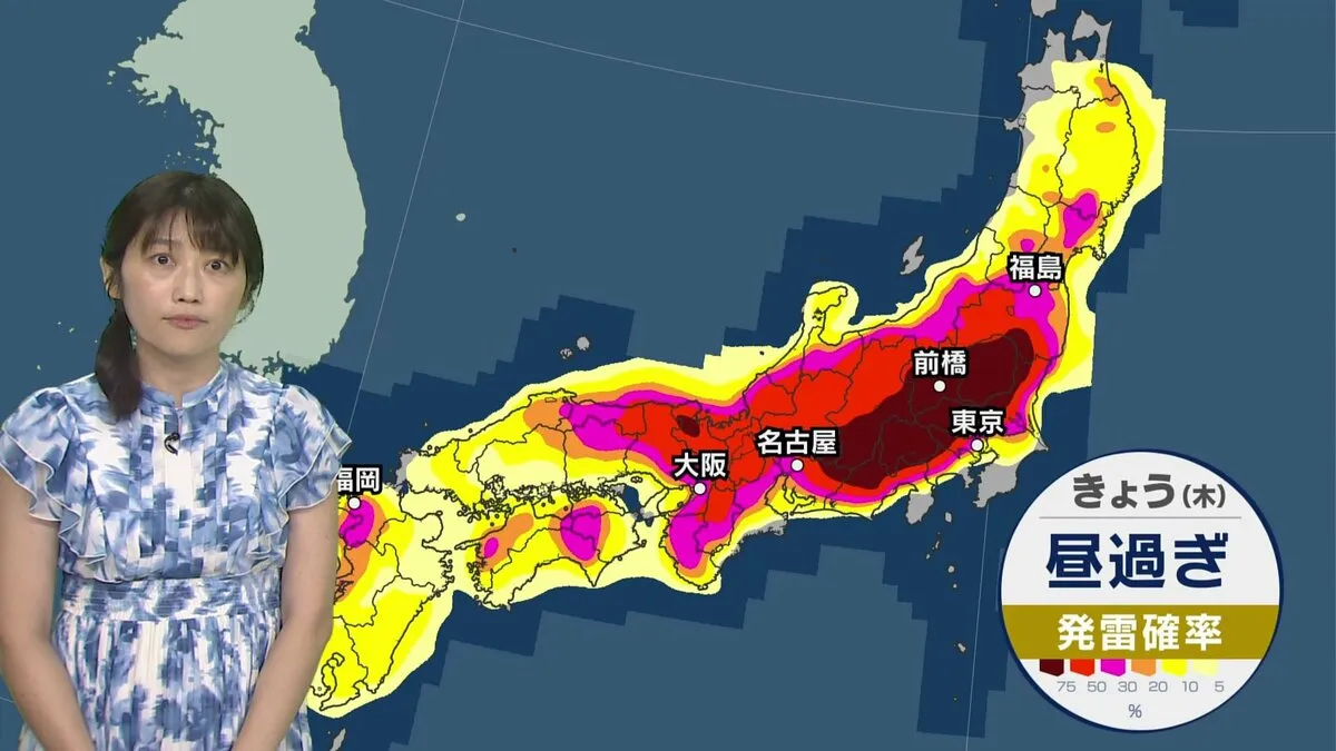 列島全域で厳しい暑さ　北海道は40℃に届くおそれ　午後は関東甲信や東海を中心に天気急変に注意