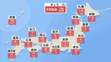全国的に気温低く厳しい寒さ続く　北陸から北の日本海側で雪 風も強く　太平洋側は晴れて空気乾燥
