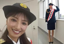 【 望月理恵 】 「一日警察署長を務めさせて頂きました！」　オフショットにファン反響　「美人すぎる警察署長さん」「美脚すぎる」