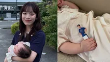 【 上田綺世選手の妻・由布菜月 】　第1子長女誕生後 “初の父の日” を報告 　チュニジア戦2ゴールの夫を「アクスタ」で祝福する愛娘の姿に反響