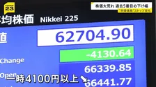 日経平均株価・一時4100円以上の大幅下落　過去5番目の下げ幅で取引終了　キオクシアはストップ安…先月60兆円の時価総額が28兆円に