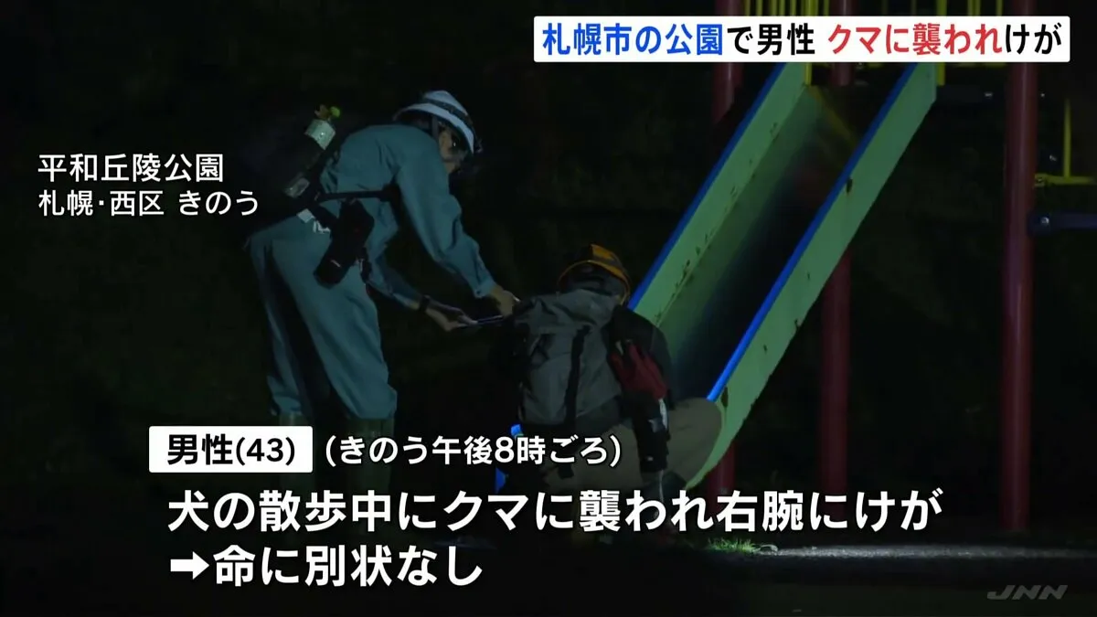 親子クマか？公園で散歩の男性クマに襲われる ヒグマ警報の札幌市西区
