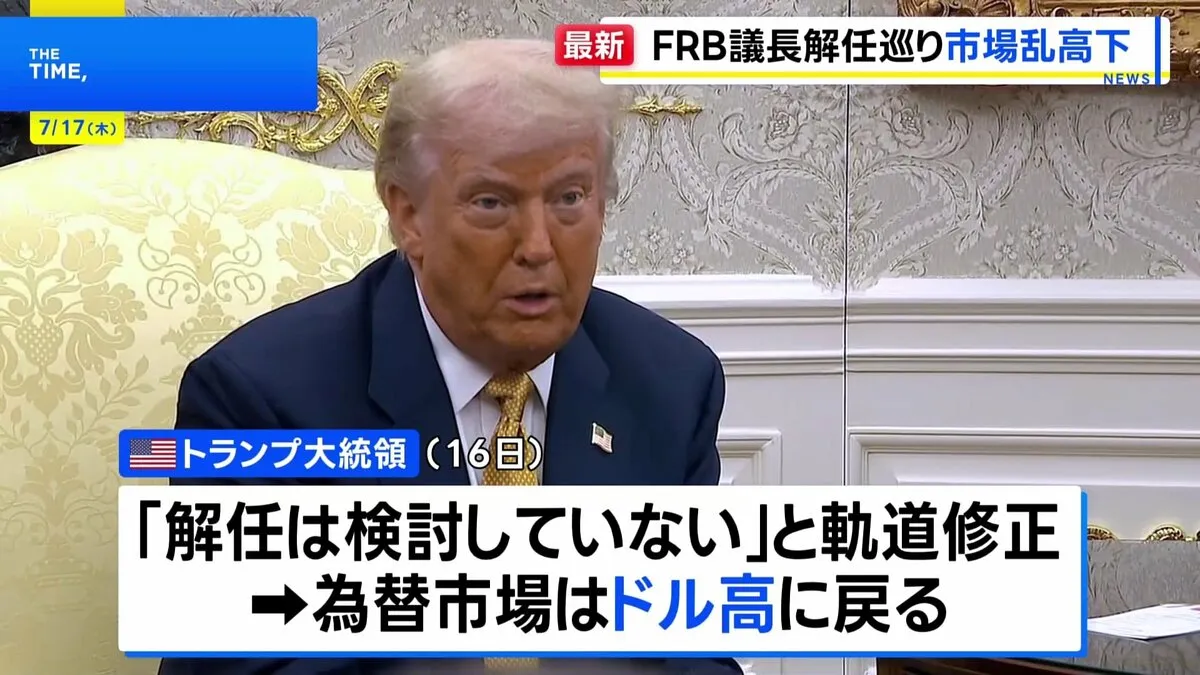 ホワイトハウス高官「トランプ大統領がパウエル議長の解任検討」 本人が軌道修正で為替市場は乱高下