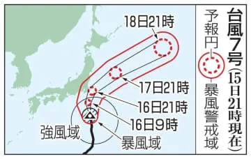 台風7号、16日に関東接近