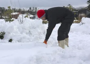 仮設住宅で雪かき追われ、石川