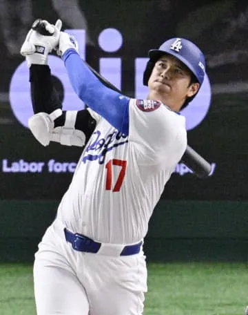 ドジャース大谷、巨人戦で2ラン